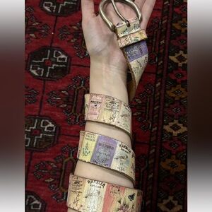 Fossil Apothecary Floral Leather Belt Tan Brown L